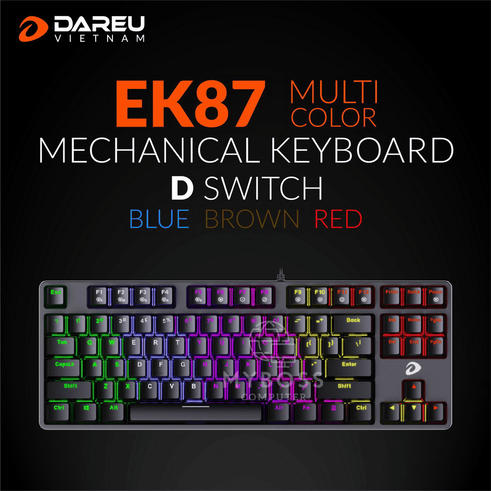 Bàn Phím Cơ DareU EK87 Black MULTI-LED - Blue Switch