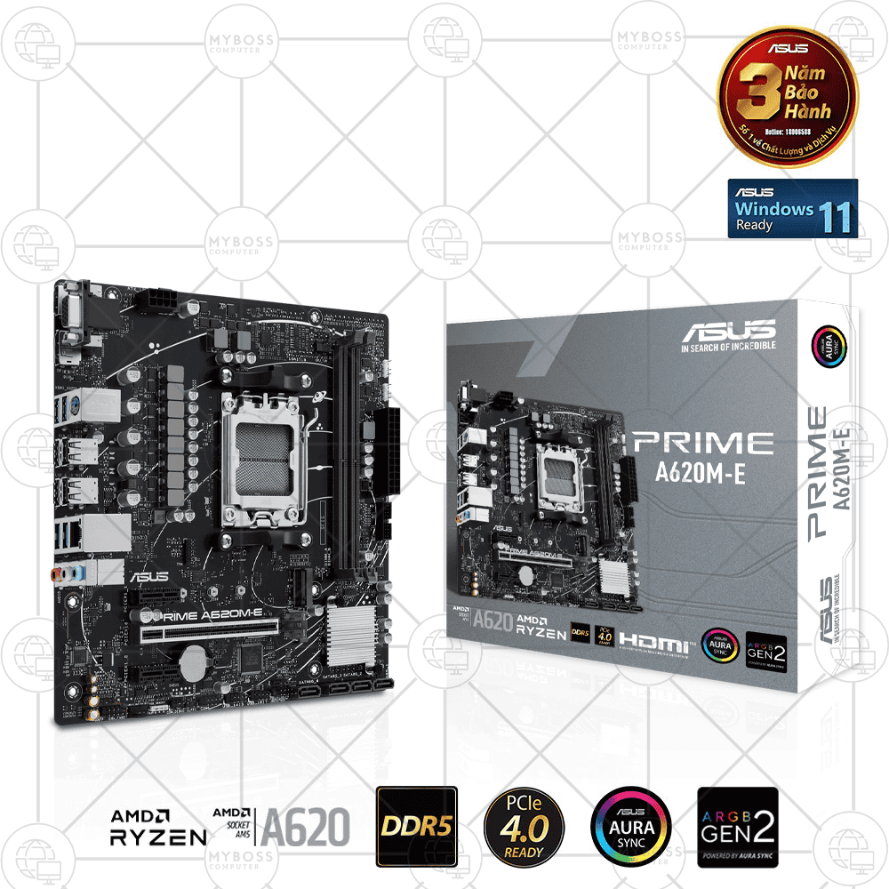 Mainboard ASUS PRIME A620M-E DDR5 (AMD A620, Socket AM5, m-ATX, 2 khe RAM DDR5)
