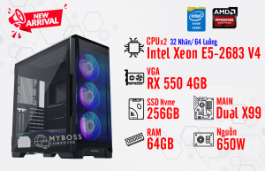 BỘ PC NOX, RENDER DUAL XEON E5-2683 V4/ RAM 64G/ VGA RX 550 4G (32 Nhân - 64 Luồng)