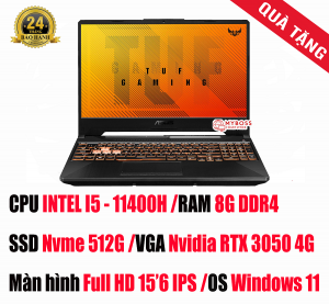 Laptop ASUS TUF Gaming F15 FX506HC-HN144W/ i5 11400H/ RAM 8GB/ SSD 512GB/ VGA RTX 3050 4GB