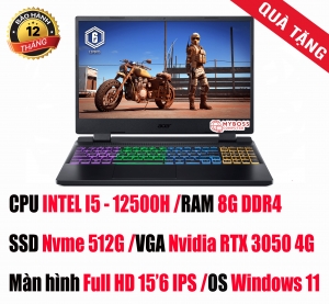 Laptop Acer Nitro 5 Tiger AN515-58-52SP NH.QFHSV.001/ i5 12500H/ RAM 8GB/ SSD 512GB/ VGA RTX 3050 4GB