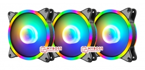Fan CooLmoon V4 Led Rainbow RGB /3 Fan /Cắm trực tiếp nguồn PC