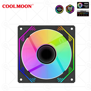 Fan Coolmoon F3 LED ARGB Vô Cực, Sync Main - Black/ Cánh Đảo Chiều