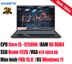 Laptop Gigabyte G5 MF-E2VN333SH/ i5-12500H/ RAM 8GB DDR4/ SSD 512GB/ RTX 4050 6GB