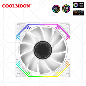 Fan Coolmoon F3 LED ARGB Vô Cực, Sync Main - White/ Cánh Đảo Chiều