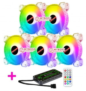 Kit Fan CooLmoon V3 Royal Diamond Led Rainbow RGB ( 5 fan + Hud + điều khiển )