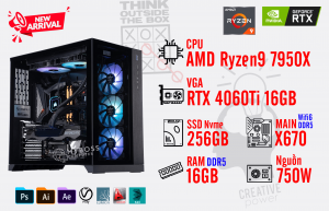 Bộ PC AMD Ryzen9 7950X/ Ram 16G/ SSD Nvme 256G/ VGA RTX 4060Ti 16GB