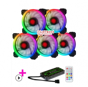 Kit Fan CooLmoon V1 Led Rainbow RGB ( 5 fan + Hud + điều khiển )