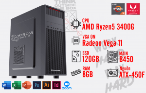 BỘ PC AMD OFFICE 3400G - Ram 8G - SSD 120G - VGA Radeon 11