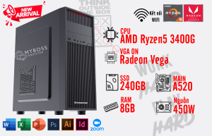 BỘ PC OFFICE AMD 3400G - RAM 8G - SSD 240G - VGA Radeon - Wifi