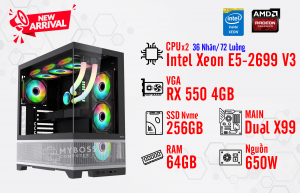 BỘ PC NOX, RENDER DUAL XEON E5-2699 V3/ RAM 64G/ VGA RX 550 4G (36 Nhân - 72 Luồng)