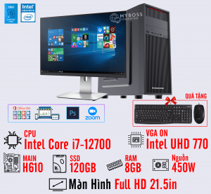 BỘ PC OFFICE I7-12700 - RAM 8G - SSD 120G - VGA On UHD 770 - MÀN HÌNH 21.5in