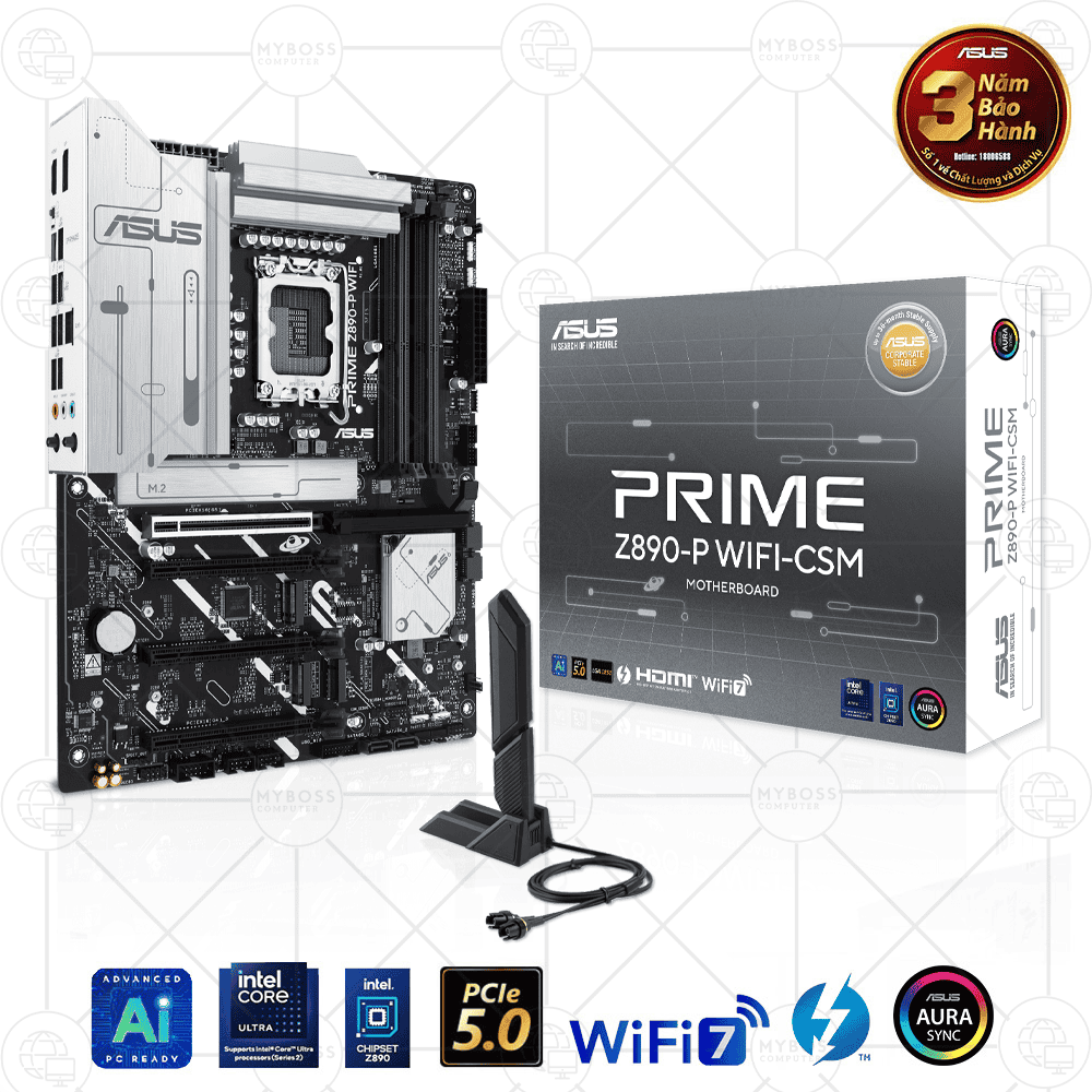 Mainboard ASUS PRIME Z890-P WIFI-CSM DDR5 (Intel Z890, Socket 1851, ATX, 4 khe RAM DDR5, WIFI + Bluetooth)