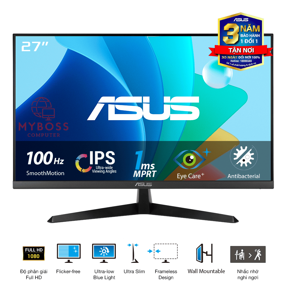 Màn Hình ASUS VY279HF 27in/ Full HD/ IPS/ 100hz/ 1ms MPRT/ Eye Care/ Adaptive Sync
