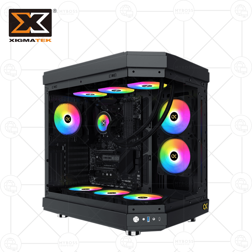 Vỏ Case XIGMATEK ALPHA CUBI - Black  (Tặng 3 Fan ARGB/ Chỉnh Led Qua Phần Mềm)