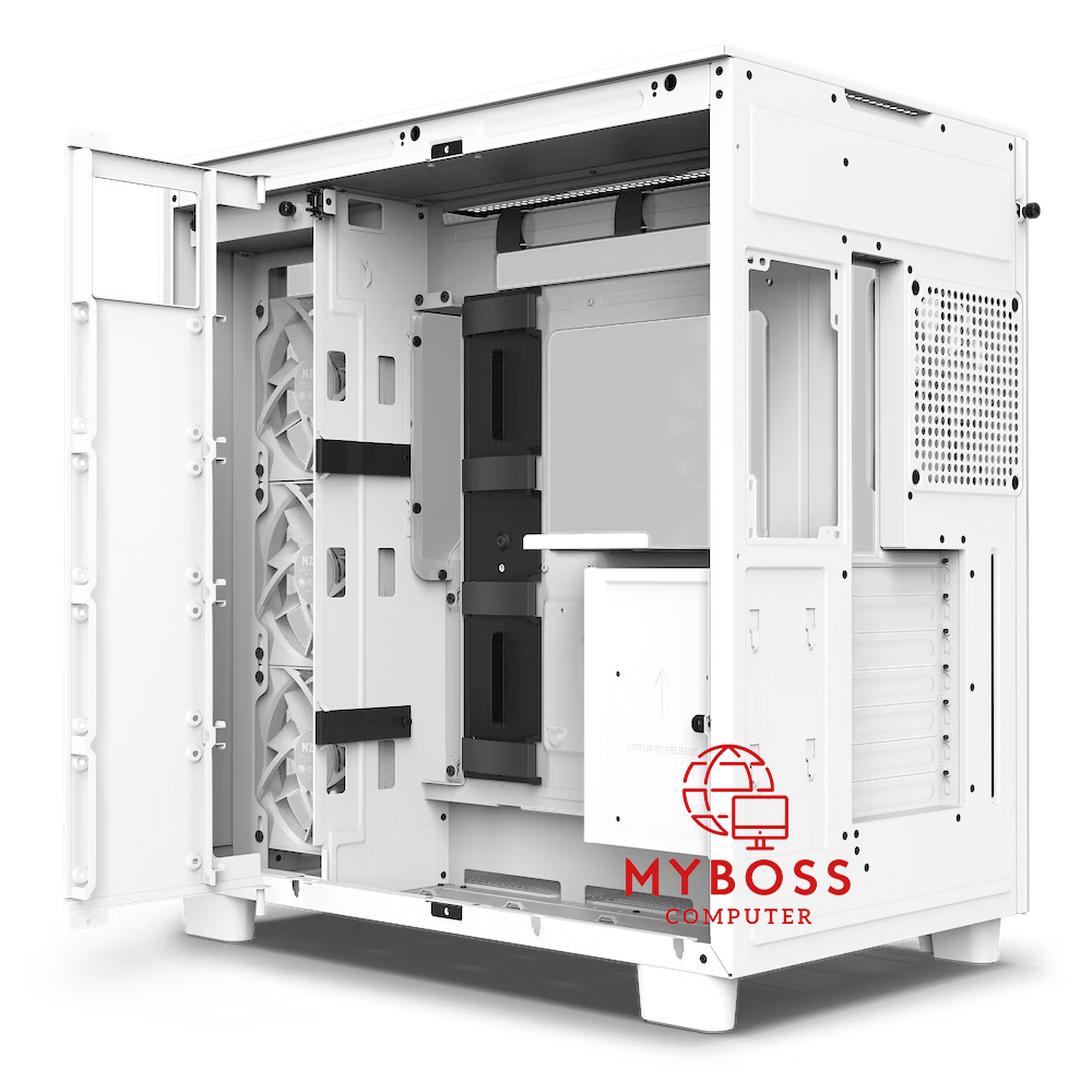 Vỏ Case NZXT H9 Flow - White/ Được Lắp Sẵn 4 Fan Ko Led