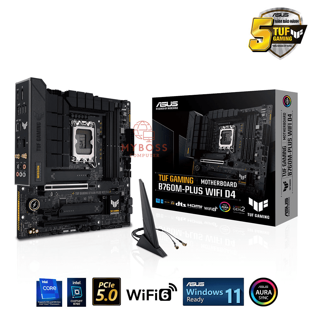 Mainboard ASUS TUF GAMING B760M-PLUS WIFI D4 (Intel B760, Socket 1700, m-ATX, 4 khe RAM DDR4)