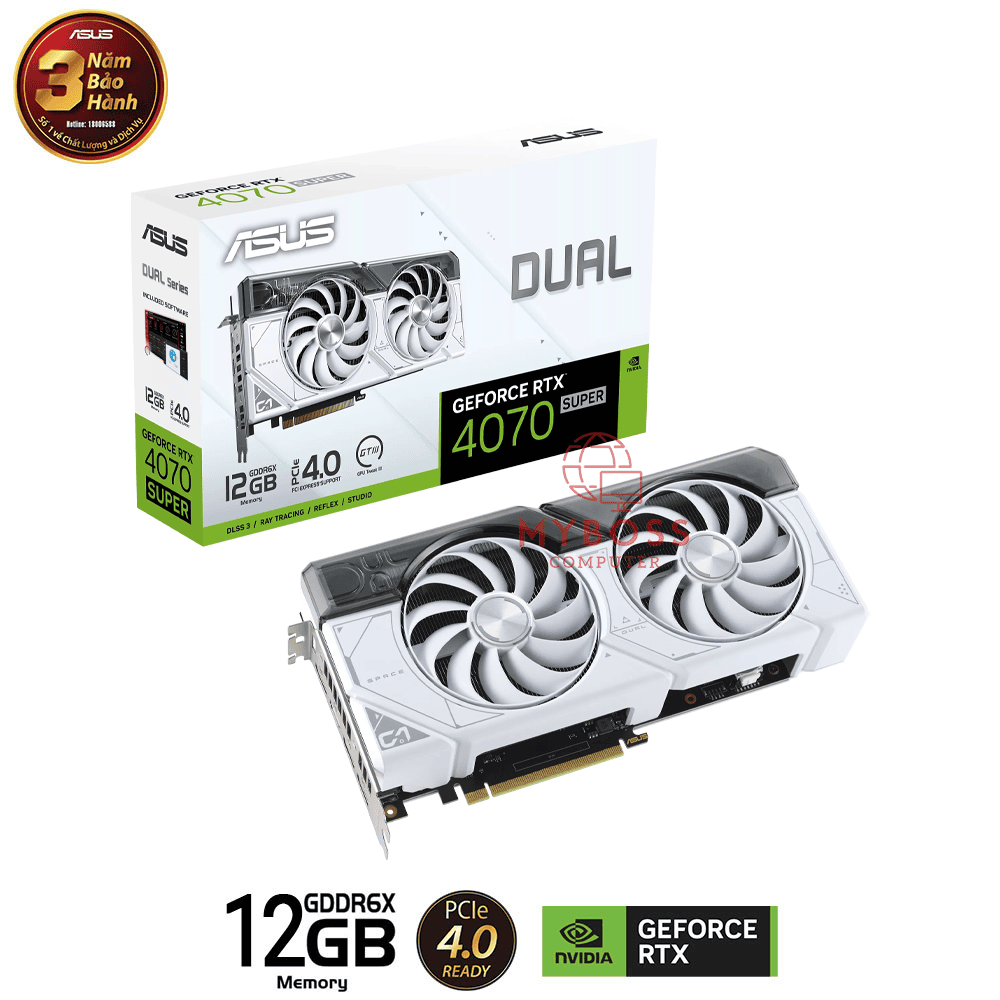 VGA ASUS DUAL RTX 4070 SUPER White Edition 12GB GDDR6X