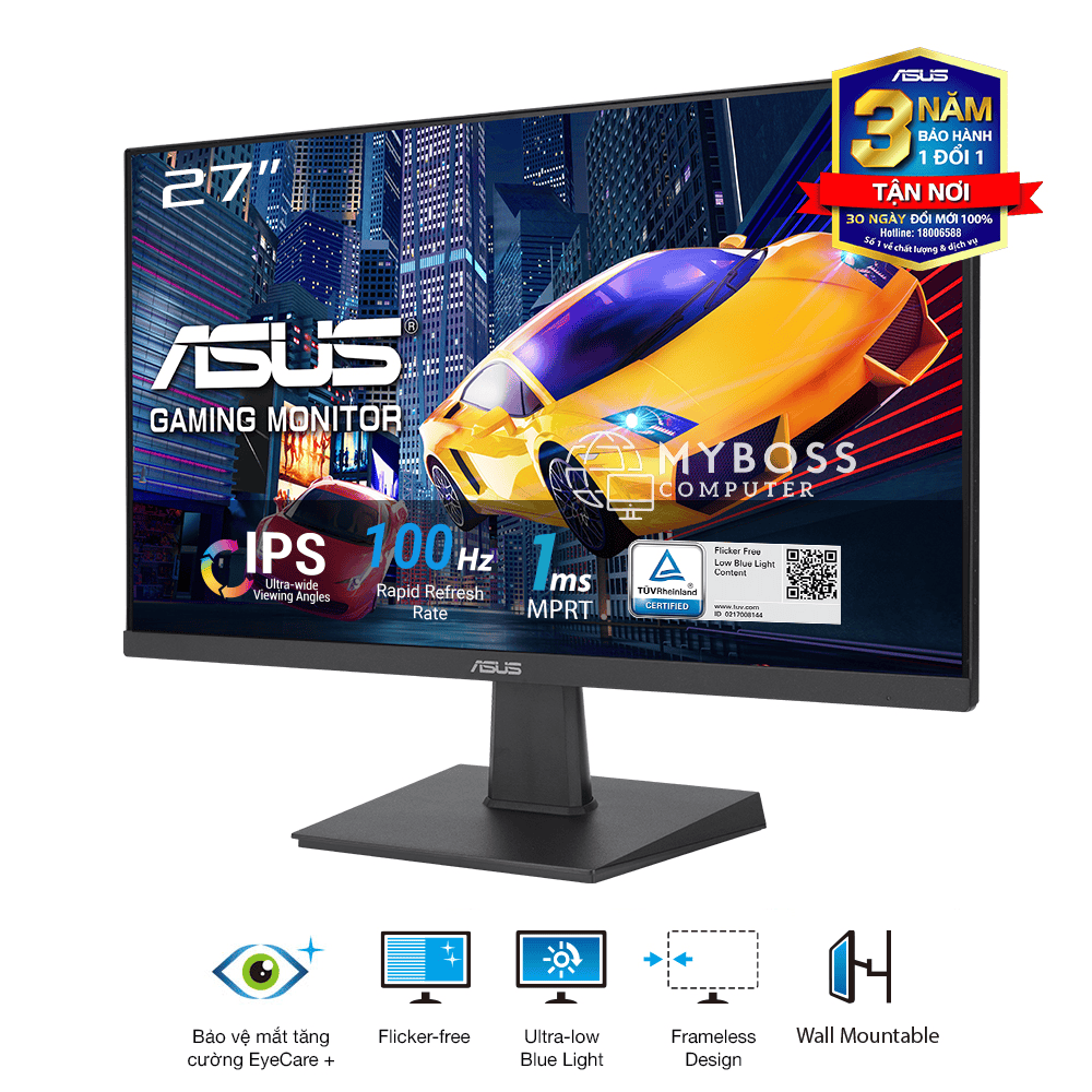Màn Hình ASUS VA27EHF 27in/ Full HD/ IPS/ 100hz/ 1ms/ Eye Care/ Adaptive Sync