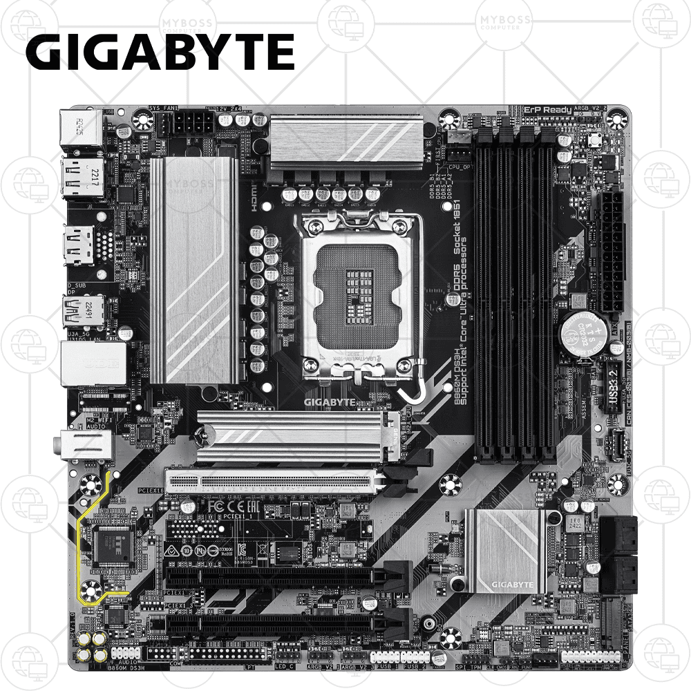 Mainboard Gigabyte B860M DS3H DDR5 (Intel B860, Socket 1851, m-ATX, 4 khe RAM DDR5)