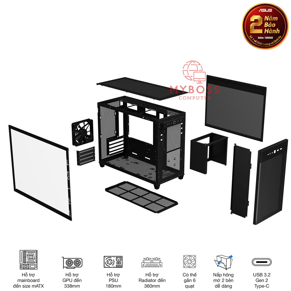 Vỏ Case MicroATX ASUS Prime AP201 TG/ Mặt Kính - Black