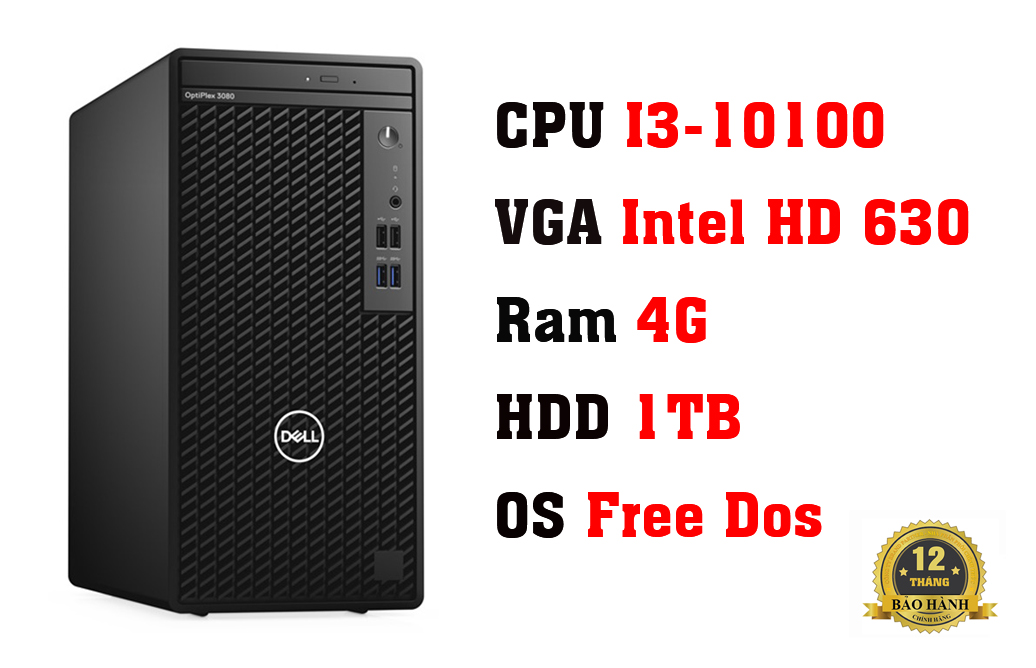 Máy tính đồng bộ Dell OptiPlex 3080MT 42OT3080010 /Core i3/4G/1TB/Dos