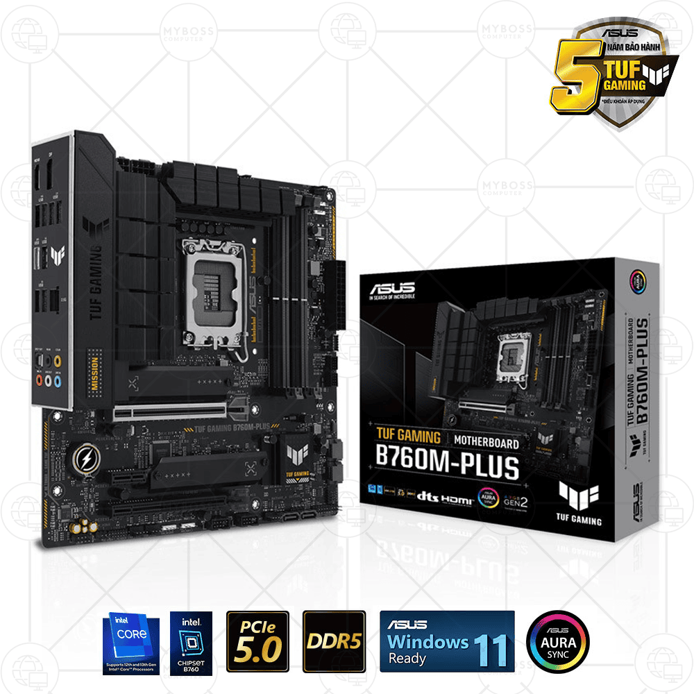 Mainboard ASUS TUF GAMING B760M-PLUS DDR5 (Intel B760, Socket 1700, m-ATX, 4 khe RAM DDR5)