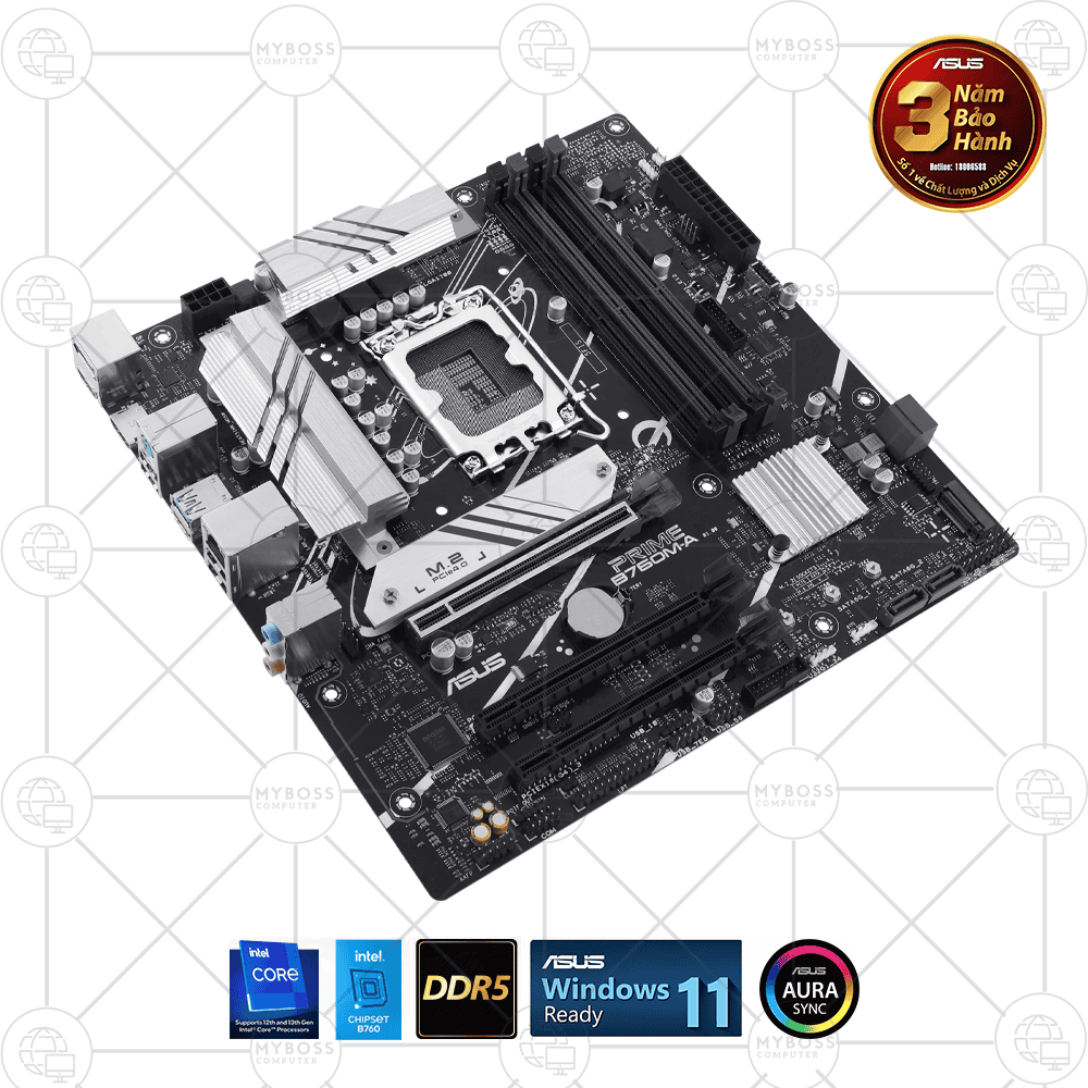 Mainboard ASUS PRIME B760M-A DDR5 (Intel B760, Socket 1700, m-ATX, 4 khe RAM DDR5)