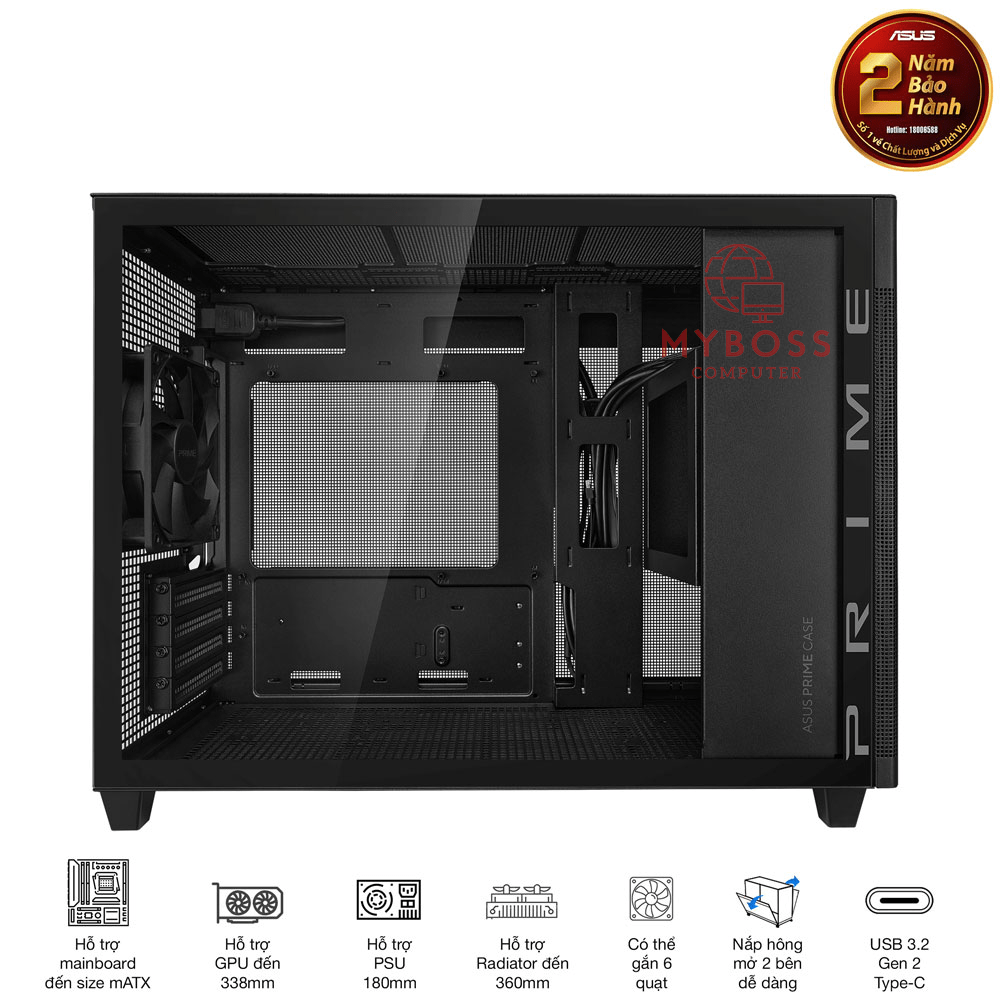 Vỏ Case MicroATX ASUS Prime AP201 TG/ Mặt Kính - Black