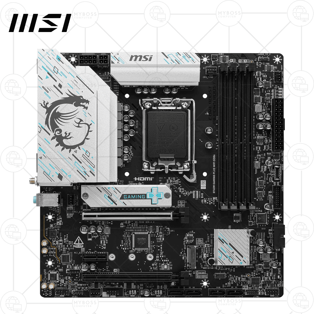 Mainboard MSI B760M GAMING PLUS WIFI DDR4 (Intel B760, LGA 1700, m-ATX, 4 khe DDR4, WIFI + Bluetooth)