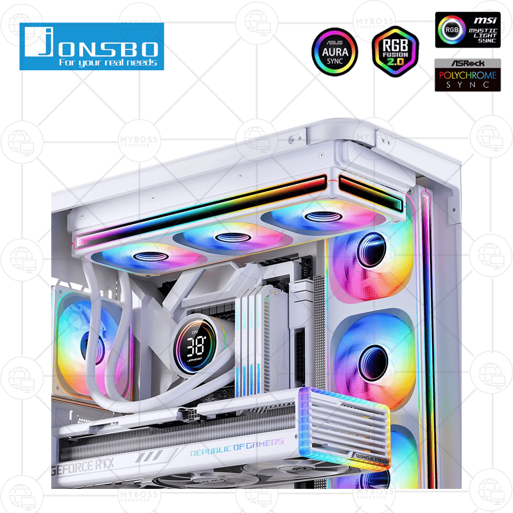 Fan JONSBO ZB-120W LED ARGB Vô Cực, Sync Main - White