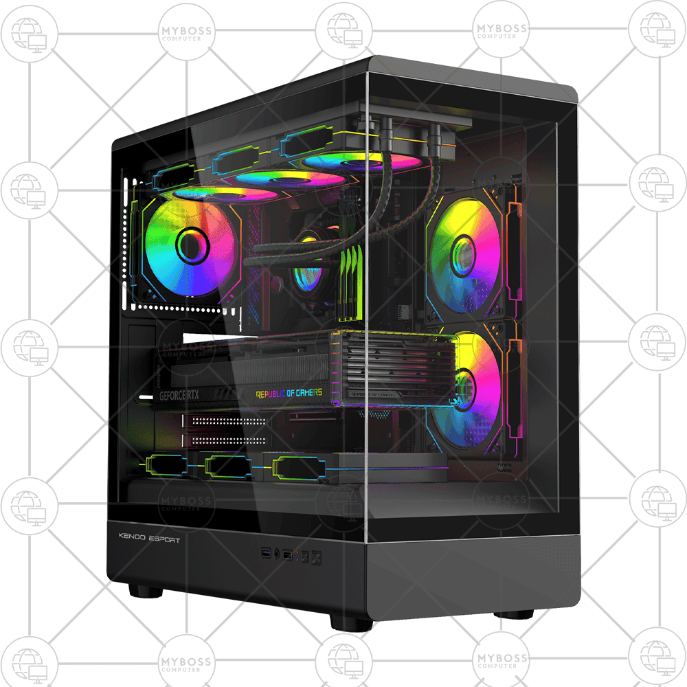 Vỏ Case KENOO ESPORT AK420 - Black (ATX, Tặng 3 Fan Led RGB)