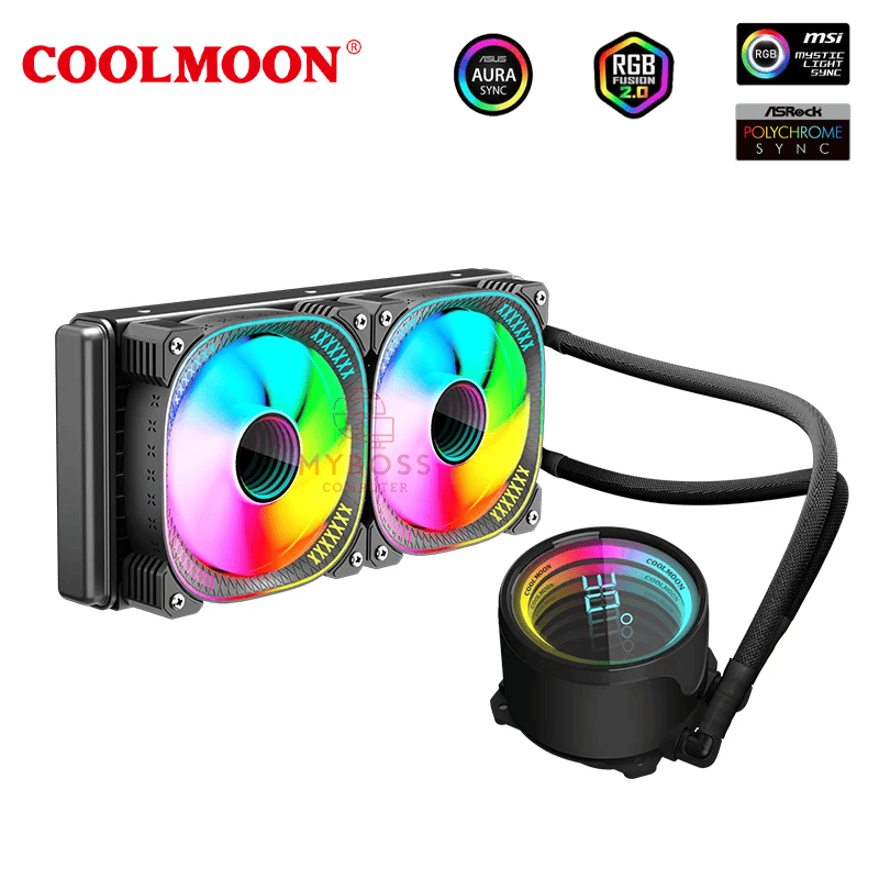 Tản Nhiệt Nước AIO Coolmoon TY1 IM240 ARGB - Black (Màn Hình LCD Hiện Thị Nhiệt Độ)