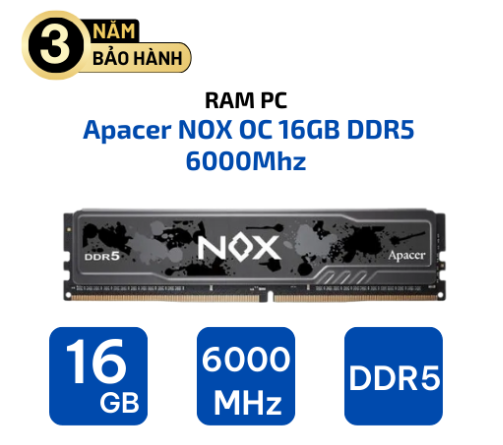 Ram Apacer OC NOX 16GB DDR5 6000MHz Black/ Kẹp tản nhiệt/ XPM 3.0/ AMD EXPO