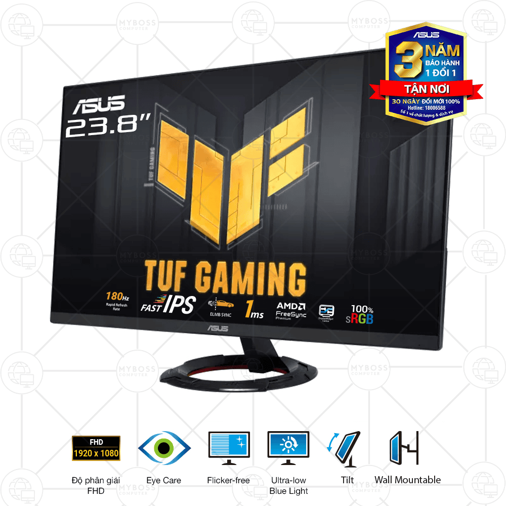 Màn Hình ASUS TUF Gaming VG249Q3R 23.8in/ FHD/ Fast IPS/ 180Hz/ 1ms GTG/ Adaptive Sync/ Có Loa