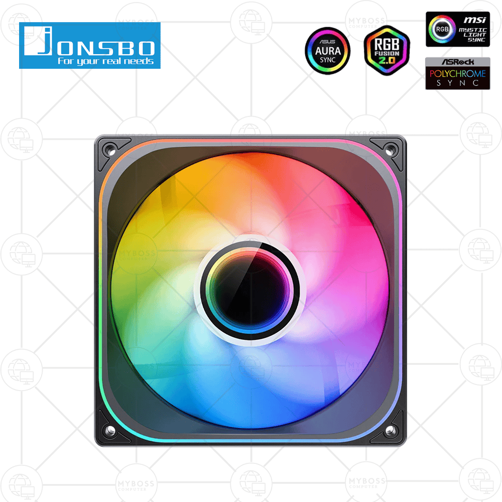 Fan JONSBO ZB-120B LED ARGB Vô Cực, Sync Main - Black