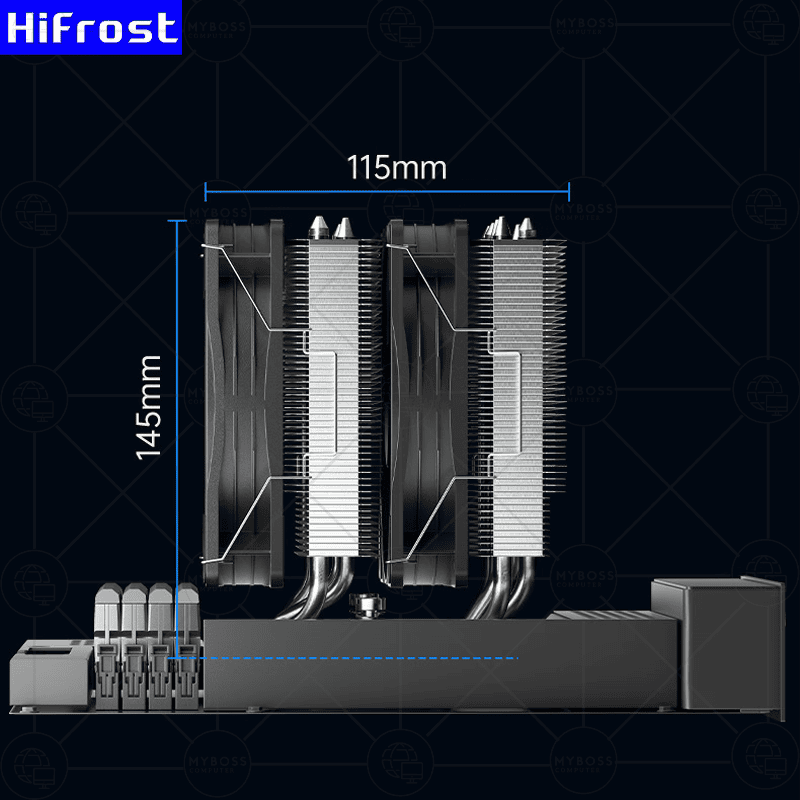Tản nhiệt CPU Hifrost DT600 RGB - Black/ Dual Tháp