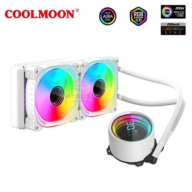 Tản Nhiệt Nước AIO Coolmoon TY1 IM240 ARGB - White (Màn Hình LCD Hiện Thị Nhiệt Độ)