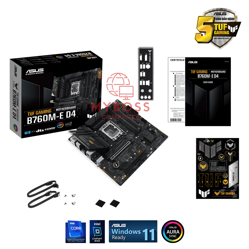 Mainboard ASUS TUF GAMING B760M-E D4 (Intel B760, Socket 1700, m-ATX, 4 khe RAM DDR4)