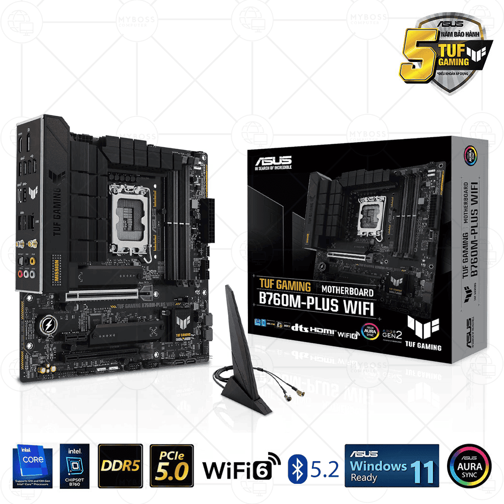 Mainboard ASUS TUF GAMING B760M-PLUS WIFI DDR5 (Intel B760, Socket 1700, m-ATX, 4 khe RAM DDR5, WIFI + Bluetooth)