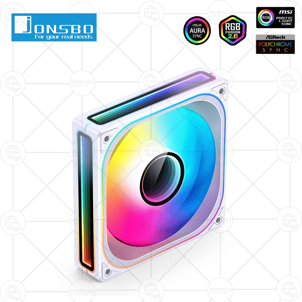 Fan JONSBO ZB-120W LED ARGB Vô Cực, Sync Main - White