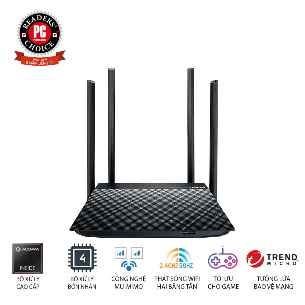 ASUS RT-AC1300UHP (Dũng Sĩ Xuyên Tường) AC1300 MU-MIMO, 2 băng tần