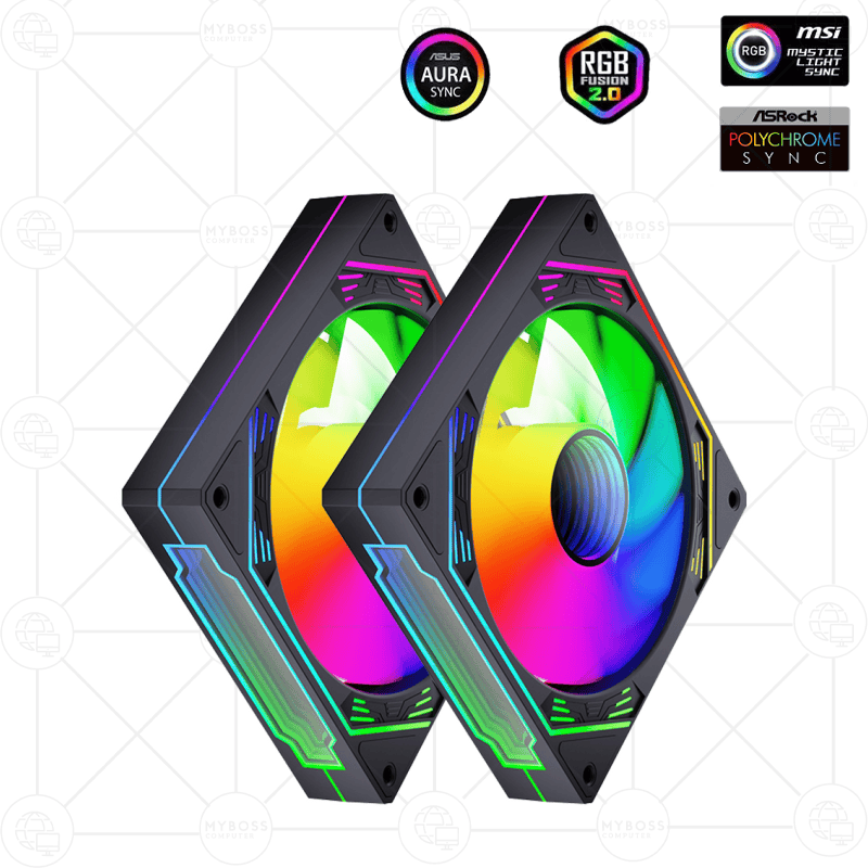 Kit 3 Fan Coolmoon F3 LED ARGB Vô Cực, Sync Main - Black