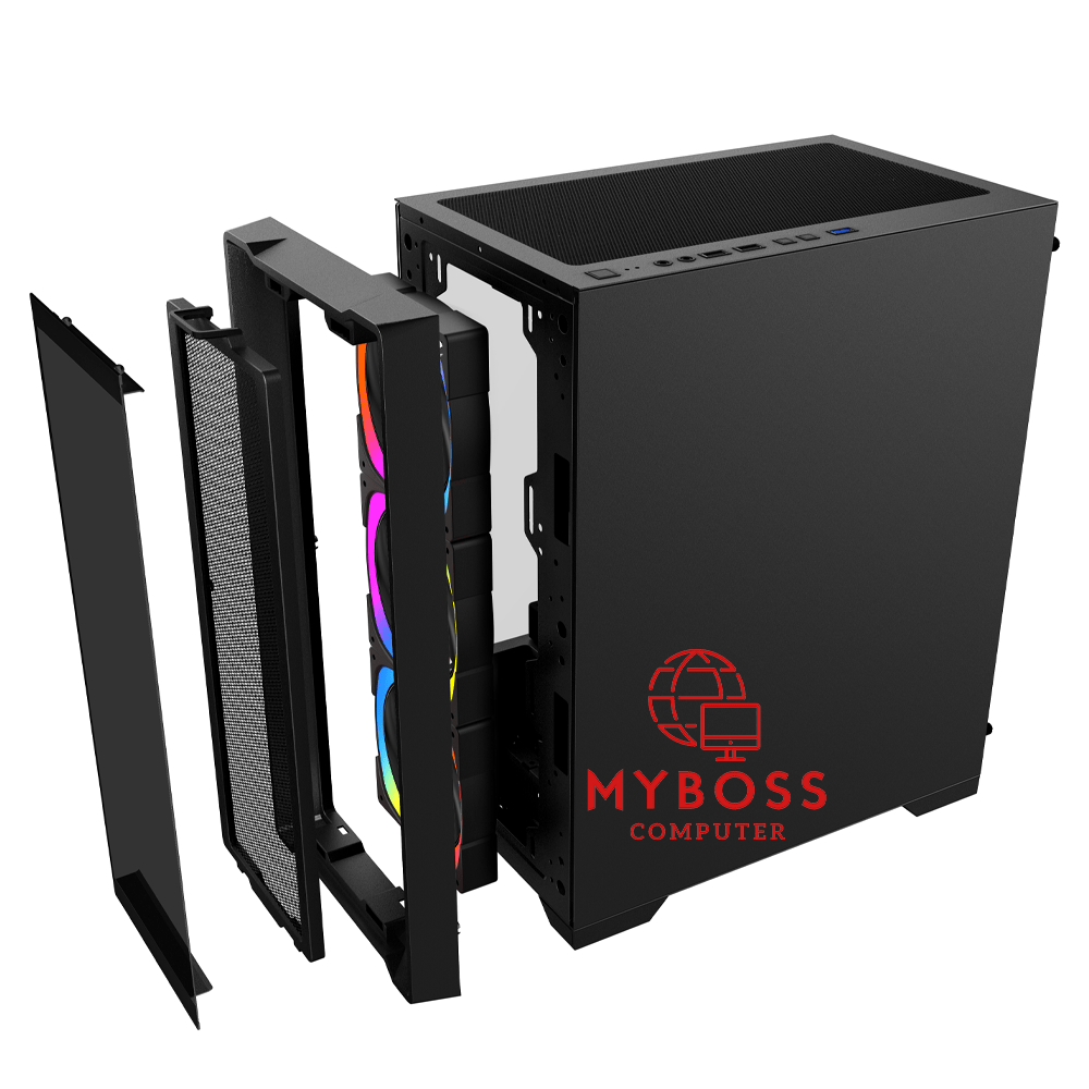 Vỏ Case KENOO ESPORT M500 3F MẶT KÍNH - Black (3 Fan RGB)