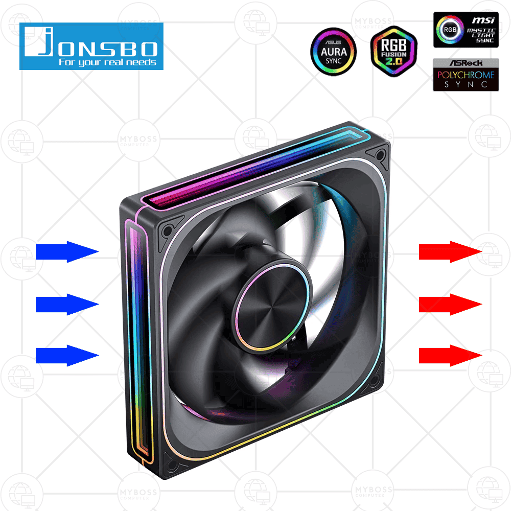 Fan JONSBO ZA-120BR LED ARGB Vô Cực, Sync Main - Black/ Cánh Đảo Chiều