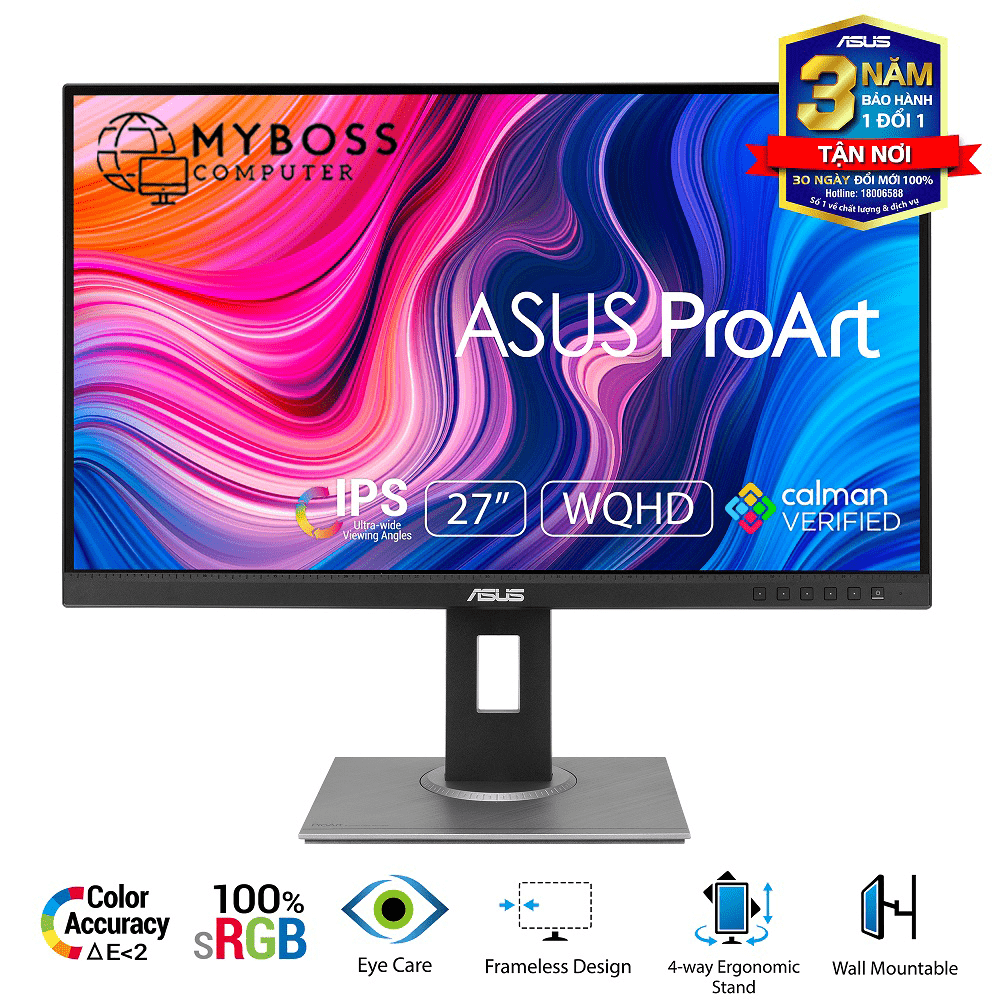 Màn hình ASUS ProArt PA278QV 27in/ 2K/ IPS/ 75Hz/ 100% sRGB Chuyên Đồ Họa