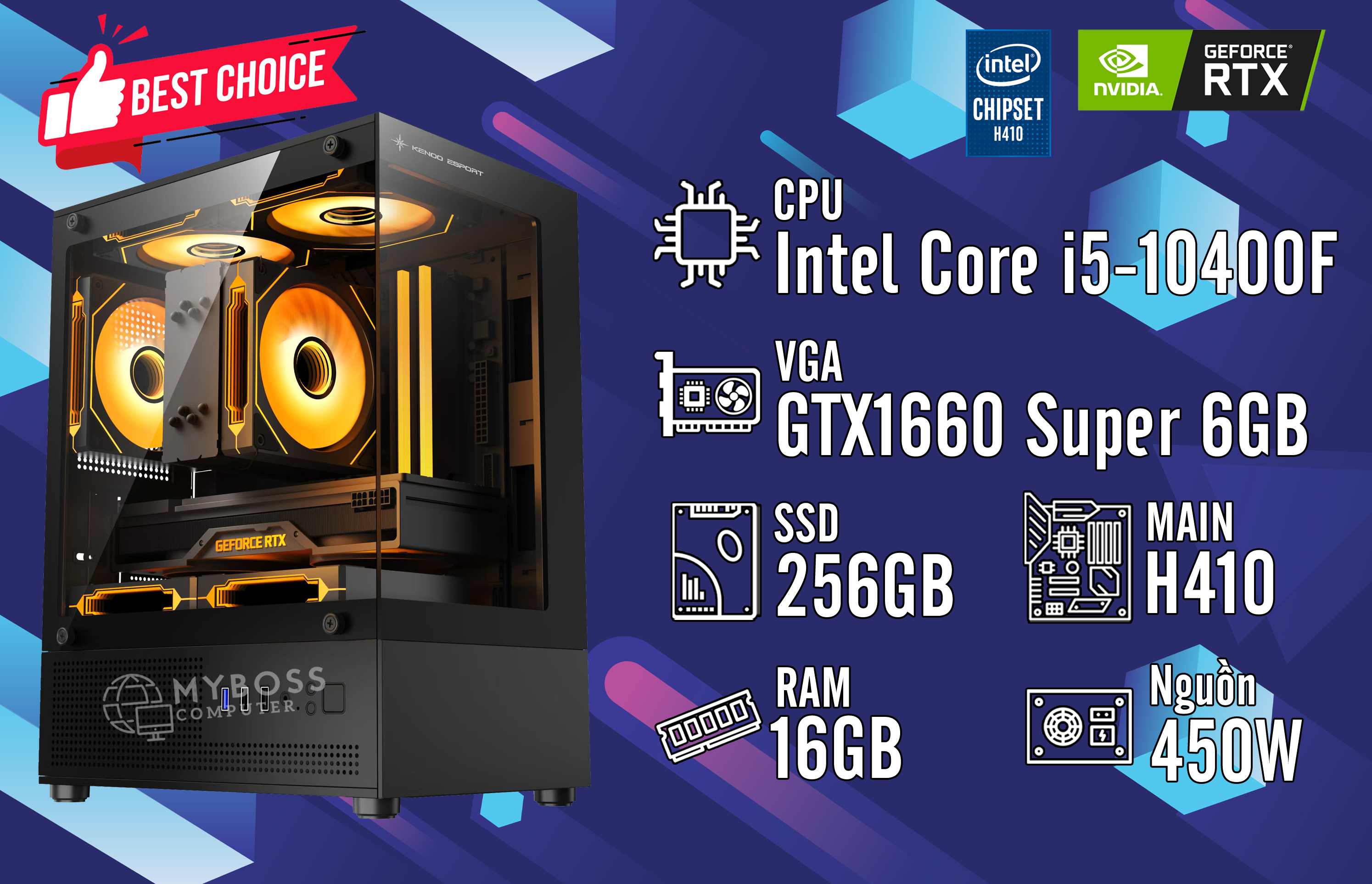 Bộ PC GAMING I5-10400F/ RAM 16GB/ SSD 256GB/ VGA GTX 1660 Super 6GB
