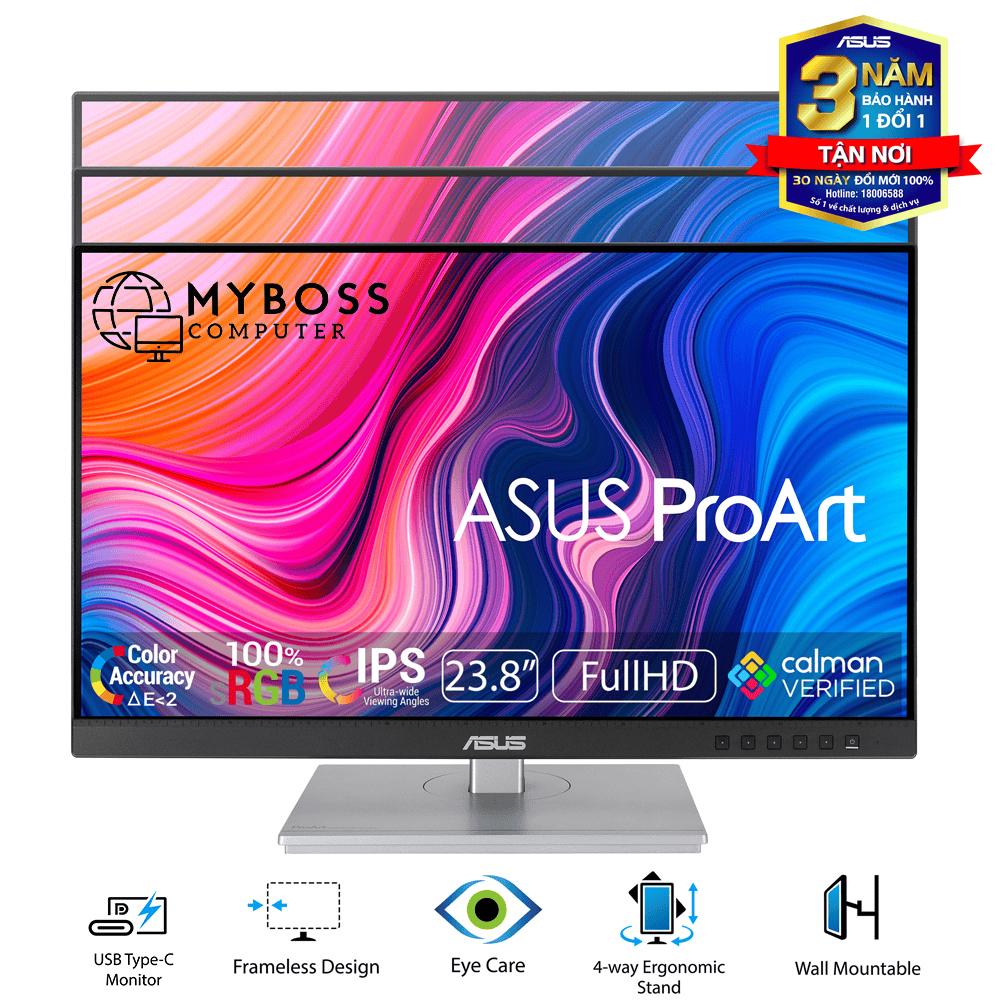 Màn Hình ASUS ProArt PA247CV 23.8in/ FHD/ IPS/ USB-C/ sRGB 100% Chuyên Đồ Họa