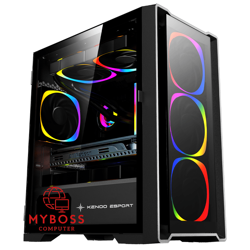 Vỏ Case KENOO ESPORT M500 3F MẶT KÍNH - Black (3 Fan RGB)