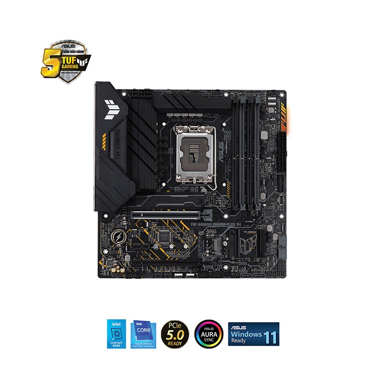 Mainboard Asus TUF GAMING B660M-PLUS D4 (Intel B660, Socket 1700, M-ATX, 4 khe RAM DDR4)